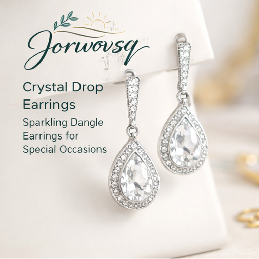 Jorwovsq™ Crystal Drop Earrings – Sparkling Dangle Earrings for Special Occasions, Crystal drop earrings, dangle earrings, sparkling earrings, special occasion jewelry, elegant earrings, formal earrings
